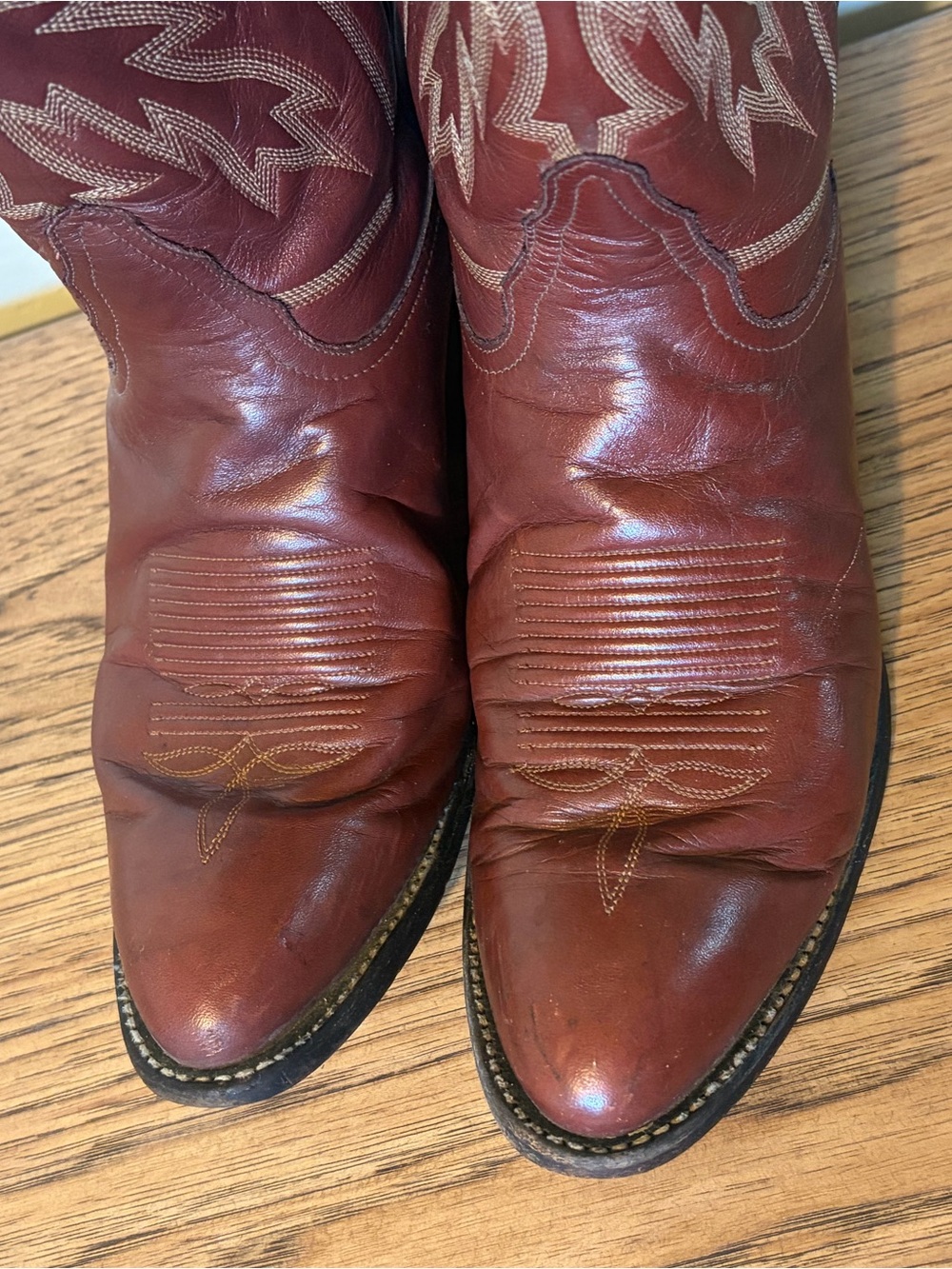 Vtg Tony Lama brown boots western 8.5 men’s red brown cognac color - Picture 5 of 9